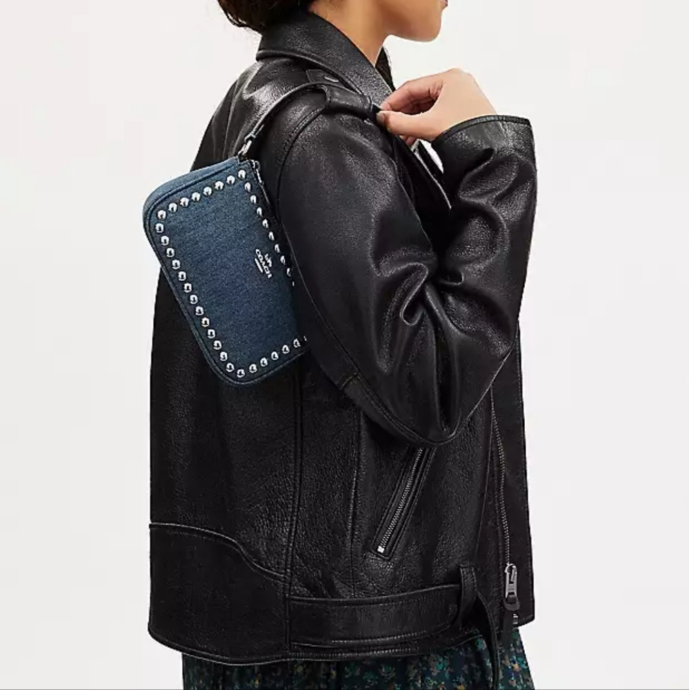 COACH BESTSELLER❗️NEW NOLITA 19 PURSE WITH RIVETS IN SILVER / DENIM - Picture 4 of 12